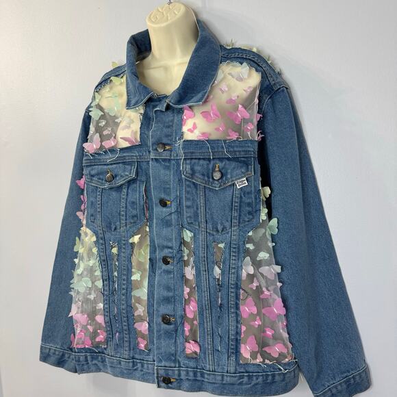Dragon Denim The Mariposa Denim Jacket Oversized Festival Concert Feary Fairy - Picture 6 of 13